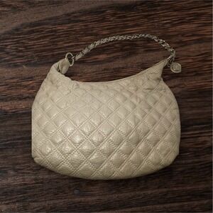 VTG The Sak Quilted Leather Hobo Shoulder Bag Cream Chain Strap